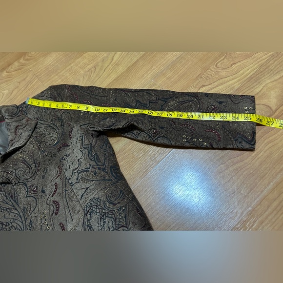 Harve Bernard Open Tapestry Brown Textured Jacket Blazer Size 14 - Picture 8 of 9